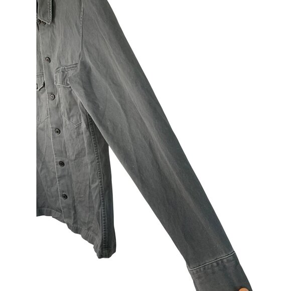 Allsaints Firebase Mens Large Olive Denim Shirt EUC Flap Pockets RII10585 - Picture 8 of 10